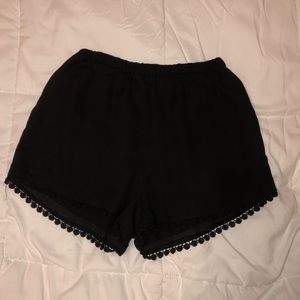 Brandy Melville Black Crochet Trimmed Shorts